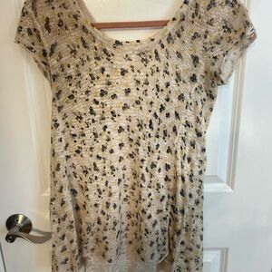Free People  yellow and blue crochet back top